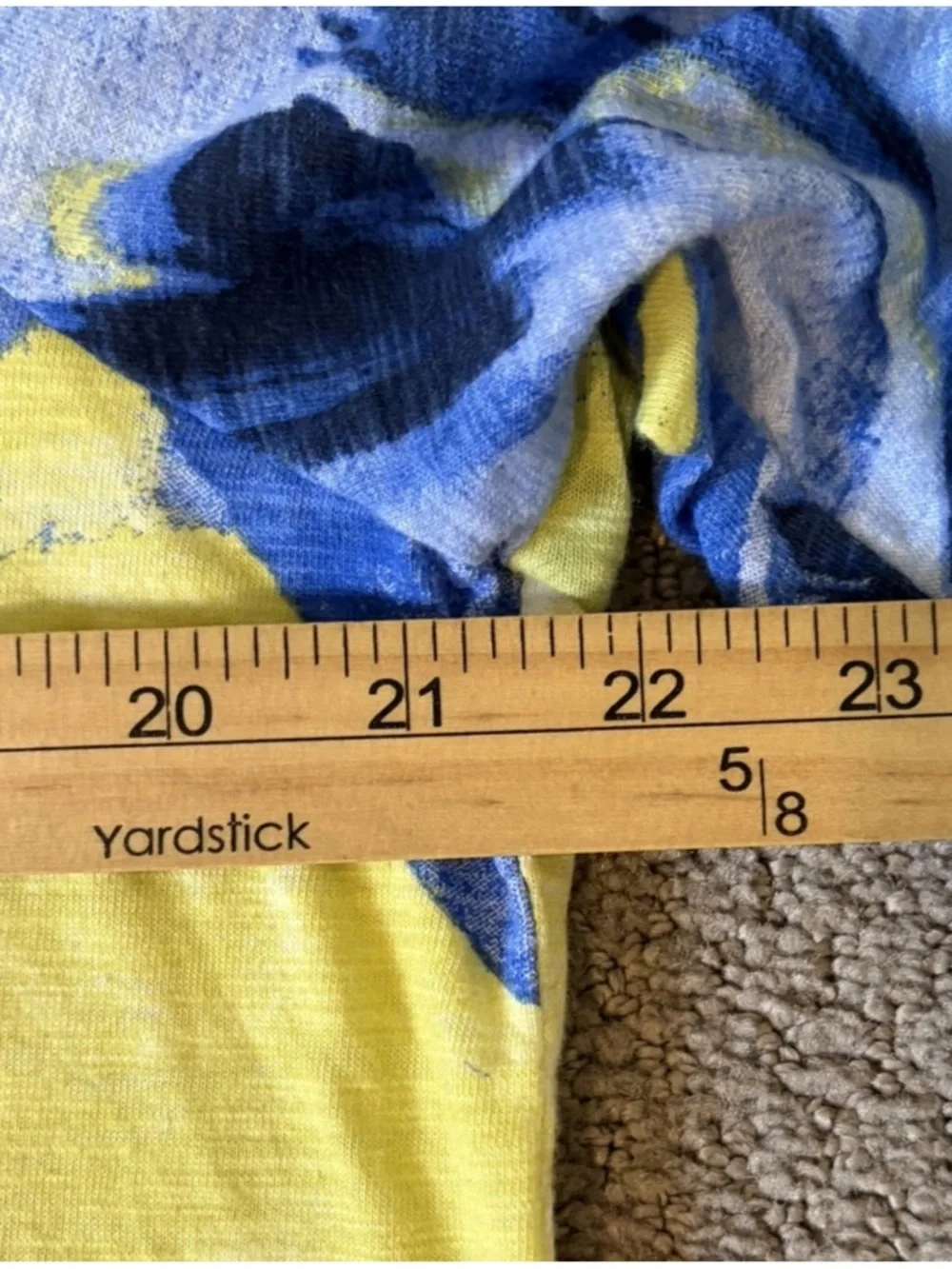 Chico's Watercolor Slub Scoop Neck Tee Luxuriously Top Soft Blue Yellow Sz 3 /XL - Picture 11 of 13
